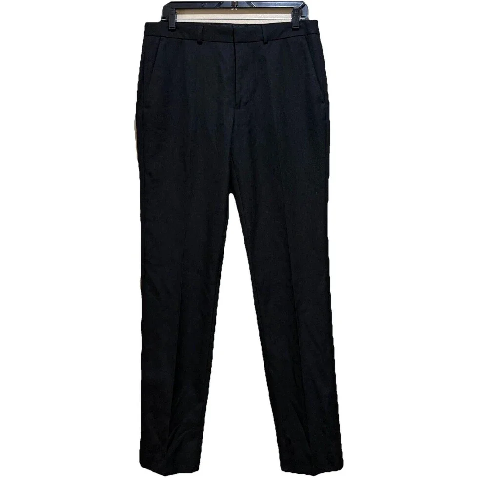 Topman Mens 32x32 Black Slim Fit Dress Pants Flat Front Formal Trousers Suitwear